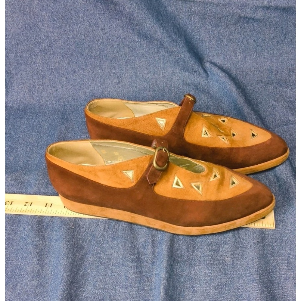 Vintage 70s/80s TOKIO Suede Cutout Pointed Flats - Made in Italy - Picture 5 of 9